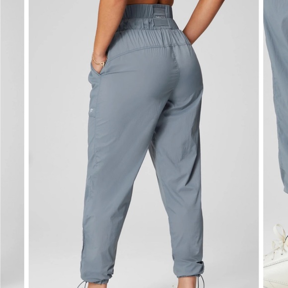 Fabletics Grey Ultra High Waisted Piped Nylon Pants - Picture 3 of 6